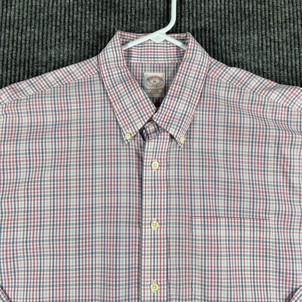 Brooks Brothers Shirt Mens XL Extra Large Pink Check Long Sleeve Button Down‎